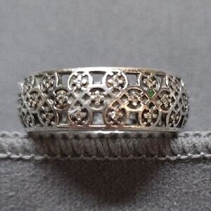 Pandora Sterling Silver 925 Clear Intricate Lattice Ring Size: 8